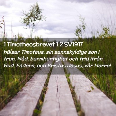 Picture 02 - 1 Timotheosbrevet 1:2 SV1917 - hälsar Timoteus, sin sannskyldige son i tron. - Bible Verse Picture