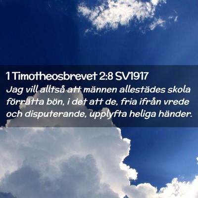 Picture 02 - 1 Timotheosbrevet 2:8 SV1917 - Jag vill alltså att männen allestädes skola - Bible Verse Picture