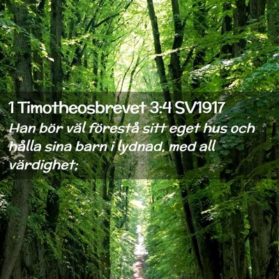 Picture 02 - 1 Timotheosbrevet 3:4 SV1917 - Han bör väl förestå sitt eget hus och hålla - Bible Verse Picture