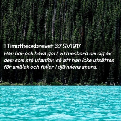 Picture 02 - 1 Timotheosbrevet 3:7 SV1917 - Han bör ock hava gott vittnesbörd om sig av dem - Bible Verse Picture