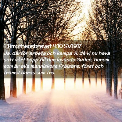 Picture 02 - 1 Timotheosbrevet 4:10 SV1917 - Ja, därför arbeta och kämpa vi, då vi nu hava - Bible Verse Picture