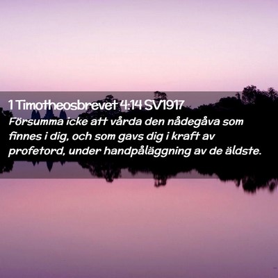 Picture 02 - 1 Timotheosbrevet 4:14 SV1917 - Försumma icke att vårda den nådegåva som - Bible Verse Picture