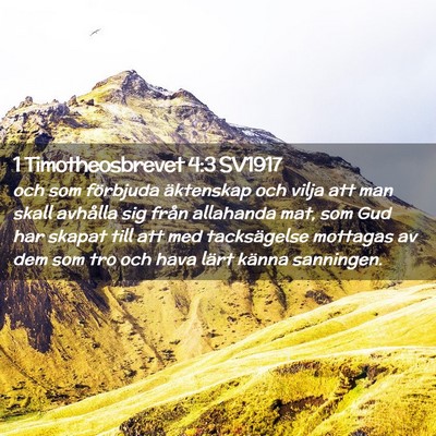Picture 02 - 1 Timotheosbrevet 4:3 SV1917 - och som förbjuda äktenskap och vilja att man - Bible Verse Picture