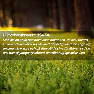 Picture 02 - 1 Timotheosbrevet 5:4 SV1917 - Men om en änka har barn eller barnbarn, då må - Bible Verse Picture