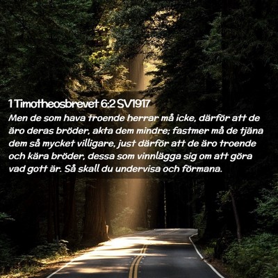 Picture 02 - 1 Timotheosbrevet 6:2 SV1917 - Men de som hava troende herrar må icke, därför - Bible Verse Picture