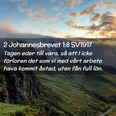 Picture 02 - 2 Johannesbrevet 1:8 SV1917 - Tagen eder till vara, så att I icke förloren - Bible Verse Picture