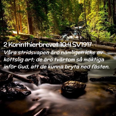 Picture 02 - 2 Korinthierbrevet 10:4 SV1917 - Våra stridsvapen äro nämligen icke av - Bible Verse Picture