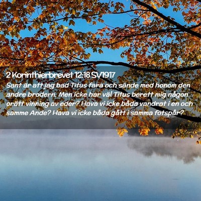 Picture 02 - 2 Korinthierbrevet 12:18 SV1917 - Sant är att jag bad Titus fara och sände med - Bible Verse Picture