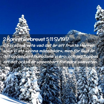 Picture 02 - 2 Korinthierbrevet 5:11 SV1917 - Då vi alltså veta vad det är att frukta - Bible Verse Picture