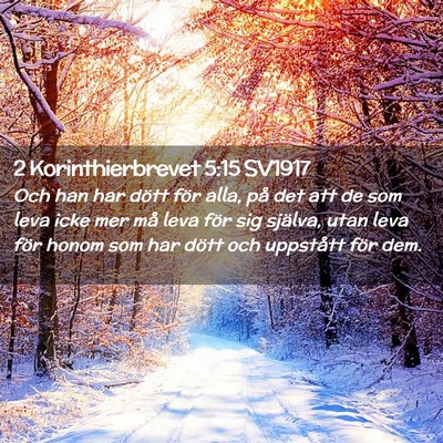 Picture 02 - 2 Korinthierbrevet 5:15 SV1917 - Och han har dött för alla, på det att de som - Bible Verse Picture