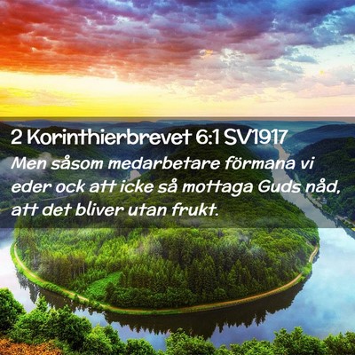 Picture 02 - 2 Korinthierbrevet 6:1 SV1917 - Men såsom medarbetare förmana vi eder ock att - Bible Verse Picture