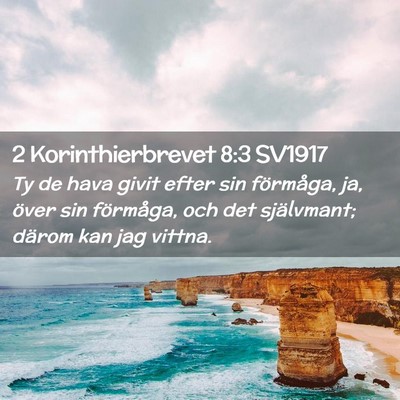 Picture 02 - 2 Korinthierbrevet 8:3 SV1917 - Ty de hava givit efter sin förmåga, ja, över - Bible Verse Picture