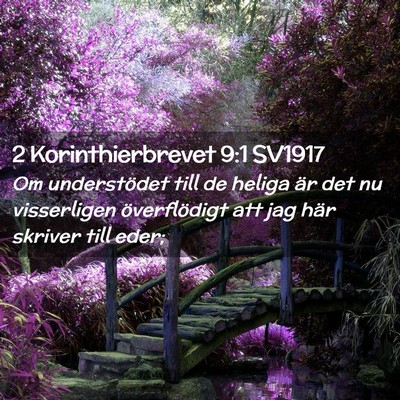 Picture 02 - 2 Korinthierbrevet 9:1 SV1917 - Om understödet till de heliga är det nu - Bible Verse Picture