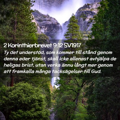 Picture 02 - 2 Korinthierbrevet 9:12 SV1917 - Ty det understöd, som kommer till stånd genom - Bible Verse Picture