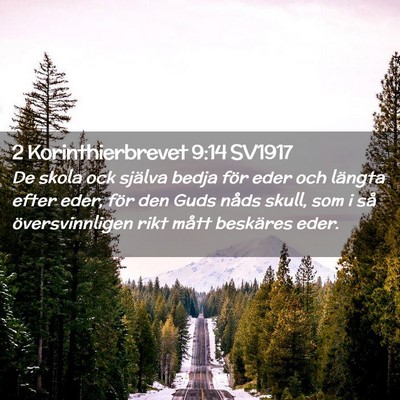Picture 02 - 2 Korinthierbrevet 9:14 SV1917 - De skola ock själva bedja för eder och längta - Bible Verse Picture