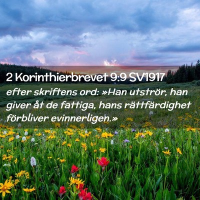 Picture 02 - 2 Korinthierbrevet 9:9 SV1917 - efter skriftens ord: »Han utströr, han giver - Bible Verse Picture
