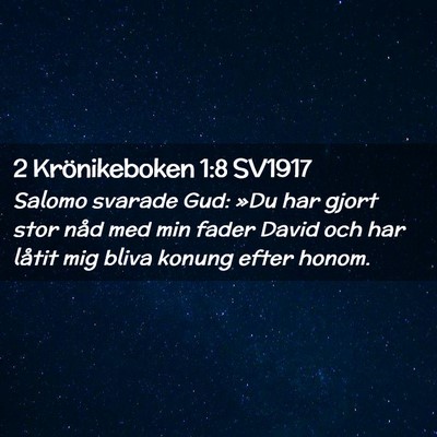 Picture 02 - 2 Krönikeboken 1:8 SV1917 - Salomo svarade Gud: »Du har gjort stor nåd med - Bible Verse Picture
