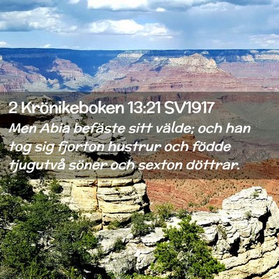 Picture 02 - 2 Krönikeboken 13:21 SV1917 - Men Abia befäste sitt välde; och han tog sig - Bible Verse Picture