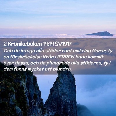 Picture 02 - 2 Krönikeboken 14:14 SV1917 - Och de intogo alla städer runt omkring Gerar, ty - Bible Verse Picture