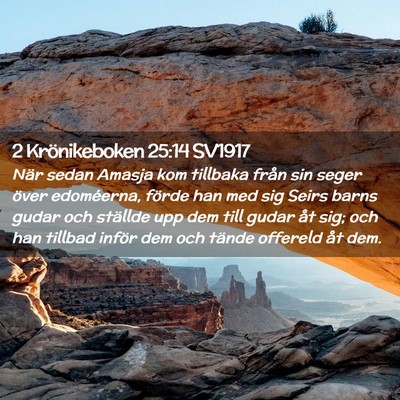 Picture 02 - 2 Krönikeboken 25:14 SV1917 - När sedan Amasja kom tillbaka från sin seger - Bible Verse Picture