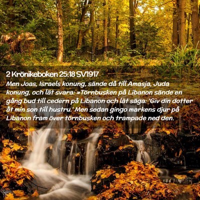 Picture 02 - 2 Krönikeboken 25:18 SV1917 - Men Joas, Israels konung, sände då till Amasja, - Bible Verse Picture