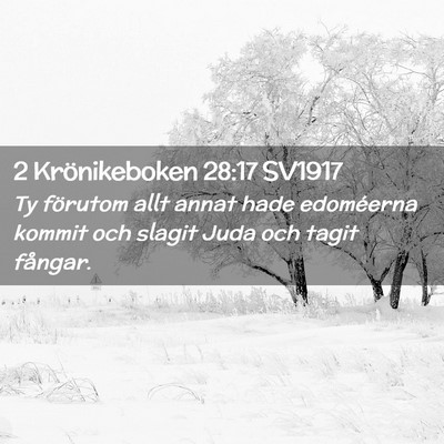 Picture 02 - 2 Krönikeboken 28:17 SV1917 - Ty förutom allt annat hade edoméerna kommit och - Bible Verse Picture