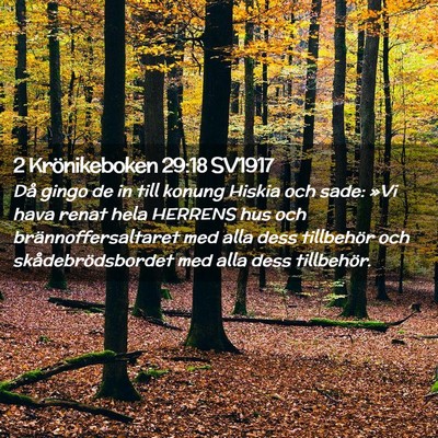 Picture 02 - 2 Krönikeboken 29:18 SV1917 - Då gingo de in till konung Hiskia och sade: »Vi - Bible Verse Picture