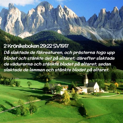 Picture 02 - 2 Krönikeboken 29:22 SV1917 - Då slaktade de fäkreaturen, och prästerna togo - Bible Verse Picture