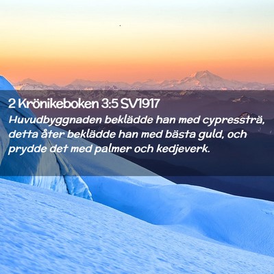 Picture 02 - 2 Krönikeboken 3:5 SV1917 - Huvudbyggnaden beklädde han med cypressträ, - Bible Verse Picture