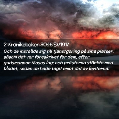 Picture 02 - 2 Krönikeboken 30:16 SV1917 - Och de inställde sig till tjänstgöring på - Bible Verse Picture
