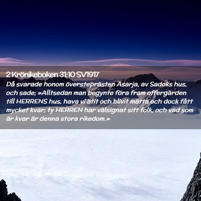 Picture 02 - 2 Krönikeboken 31:10 SV1917 - Då svarade honom översteprästen Asarja, av - Bible Verse Picture
