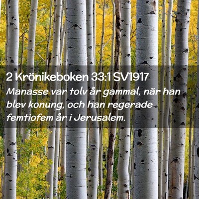 Picture 02 - 2 Krönikeboken 33:1 SV1917 - Manasse var tolv år gammal, när han blev - Bible Verse Picture
