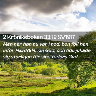 Picture 02 - 2 Krönikeboken 33:12 SV1917 - Men när han nu var i nöd, bön föll han inför - Bible Verse Picture