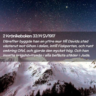 Picture 02 - 2 Krönikeboken 33:14 SV1917 - Därefter byggde han en yttre mur till Davids - Bible Verse Picture