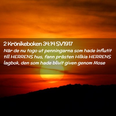 Picture 02 - 2 Krönikeboken 34:14 SV1917 - När de nu togo ut penningarna som hade influtit - Bible Verse Picture