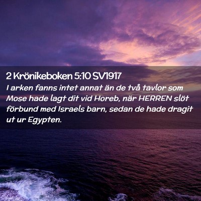 Picture 02 - 2 Krönikeboken 5:10 SV1917 - I arken fanns intet annat än de två tavlor som - Bible Verse Picture