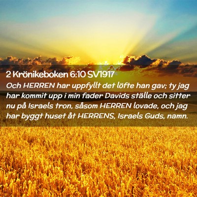Picture 02 - 2 Krönikeboken 6:10 SV1917 - Och HERREN har uppfyllt det löfte han gav; ty - Bible Verse Picture