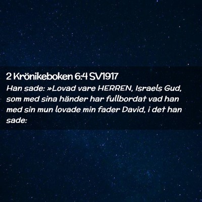 Picture 02 - 2 Krönikeboken 6:4 SV1917 - Han sade: »Lovad vare HERREN, Israels Gud, som - Bible Verse Picture