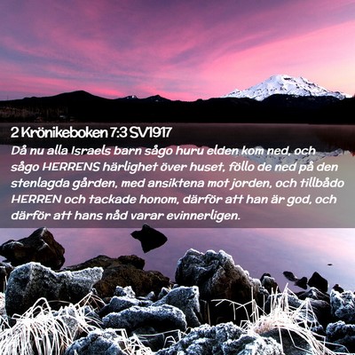 Picture 02 - 2 Krönikeboken 7:3 SV1917 - Då nu alla Israels barn sågo huru elden kom - Bible Verse Picture