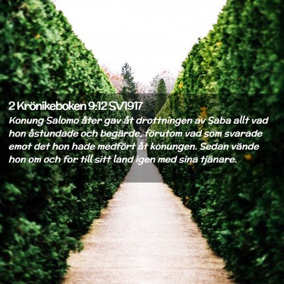 Picture 02 - 2 Krönikeboken 9:12 SV1917 - Konung Salomo åter gav åt drottningen av Saba - Bible Verse Picture