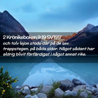 Picture 02 - 2 Krönikeboken 9:19 SV1917 - och tolv lejon stodo där på de sex trappstegen, - Bible Verse Picture