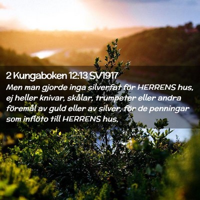 Picture 02 - 2 Kungaboken 12:13 SV1917 - Men man gjorde inga silverfat för HERRENS hus, - Bible Verse Picture