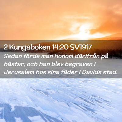 Picture 02 - 2 Kungaboken 14:20 SV1917 - Sedan förde man honom därifrån på hästar; - Bible Verse Picture
