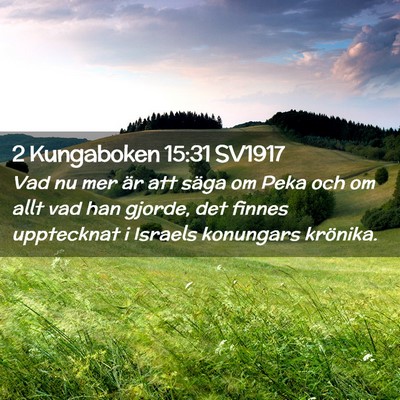 Picture 02 - 2 Kungaboken 15:31 SV1917 - Vad nu mer är att säga om Peka och om allt vad - Bible Verse Picture