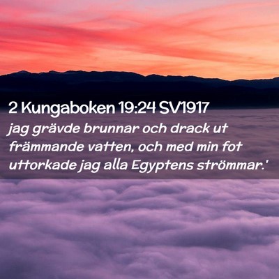 Picture 02 - 2 Kungaboken 19:24 SV1917 - jag grävde brunnar och drack ut främmande - Bible Verse Picture