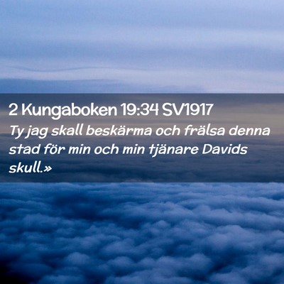Picture 02 - 2 Kungaboken 19:34 SV1917 - Ty jag skall beskärma och frälsa denna stad - Bible Verse Picture