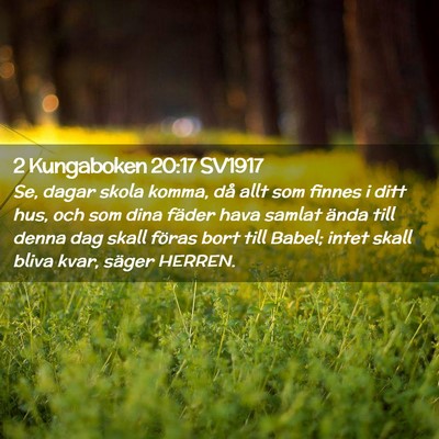 Picture 02 - 2 Kungaboken 20:17 SV1917 - Se, dagar skola komma, då allt som finnes i ditt - Bible Verse Picture