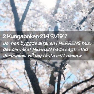 Picture 02 - 2 Kungaboken 21:4 SV1917 - Ja, han byggde altaren i HERRENS hus, det om - Bible Verse Picture
