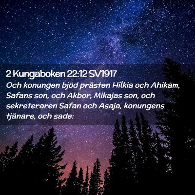 Picture 02 - 2 Kungaboken 22:12 SV1917 - Och konungen bjöd prästen Hilkia och Ahikam, - Bible Verse Picture