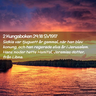Picture 02 - 2 Kungaboken 24:18 SV1917 - Sidkia var tjuguett år gammal, när han blev - Bible Verse Picture